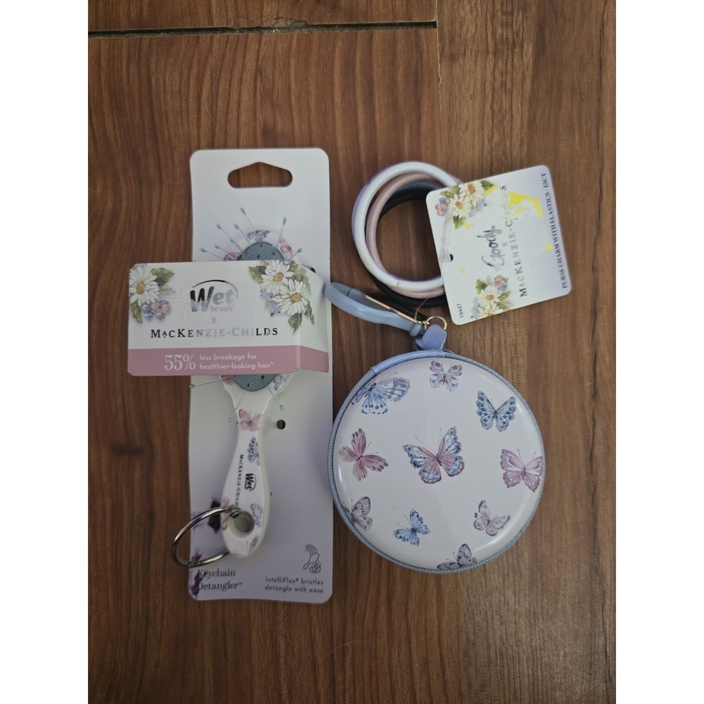 MacKenzie Childs X Wet Brush Keychain Detangler + Purse Charm With Hair Ties